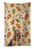 Liver and Tan Bloodhound Heirloom Fall Kitchen Towel Velour Plush Front and Cotton Loop Back Machine Washable