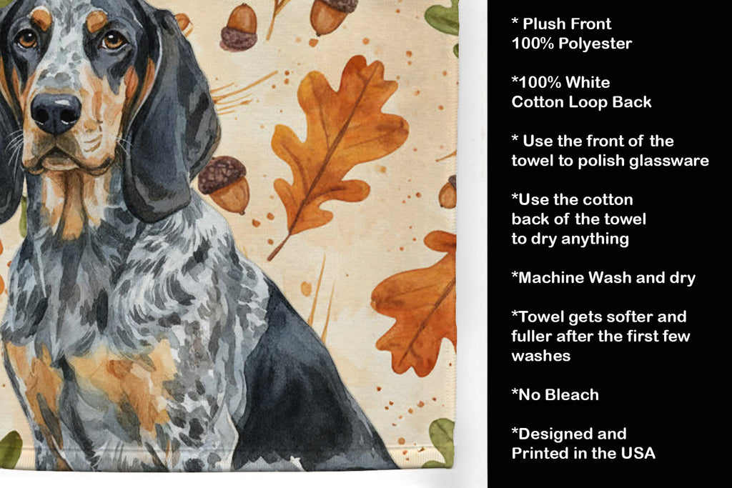 Bluetick Coonhound Heirloom Fall Kitchen Towel Velour Plush Front and Cotton Loop Back Machine Washable