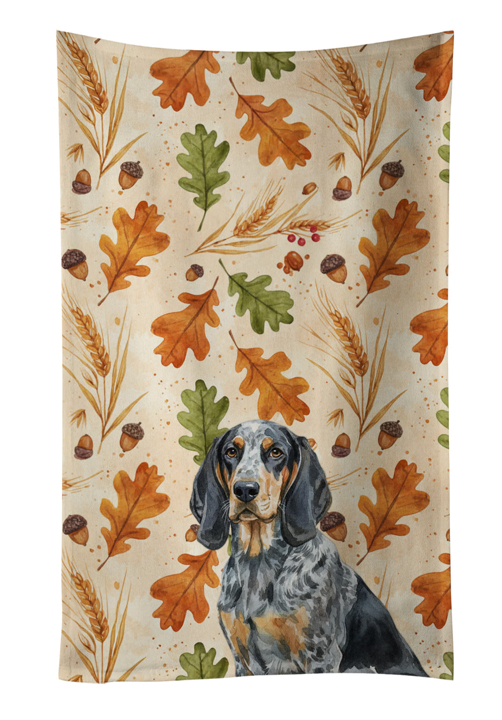 Bluetick Coonhound Heirloom Fall Kitchen Towel Velour Plush Front and Cotton Loop Back Machine Washable