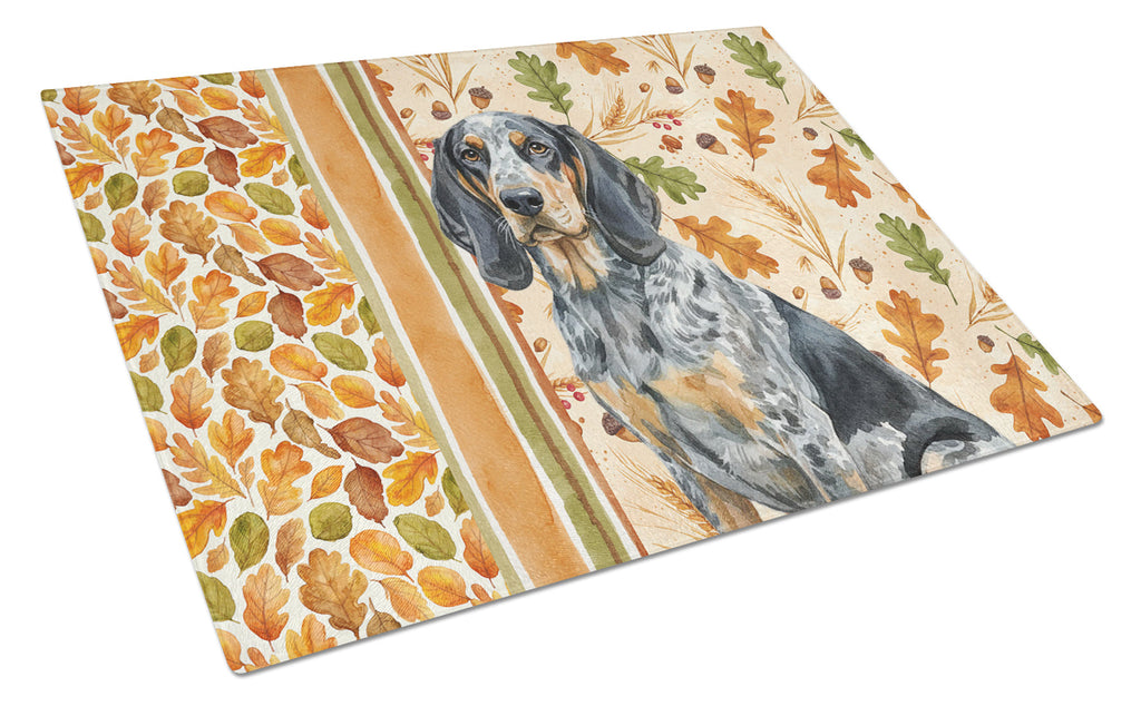 Bluetick Coonhound Heirloom Fall Cutting Board Tempered Glass Kitchen Cutting Surface, Heat Resistant Chopping, Non-Slip Feet, Food Prep & Serving