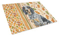 Bluetick Coonhound Heirloom Fall Cutting Board Tempered Glass Kitchen Cutting Surface, Heat Resistant Chopping, Non-Slip Feet, Food Prep & Serving