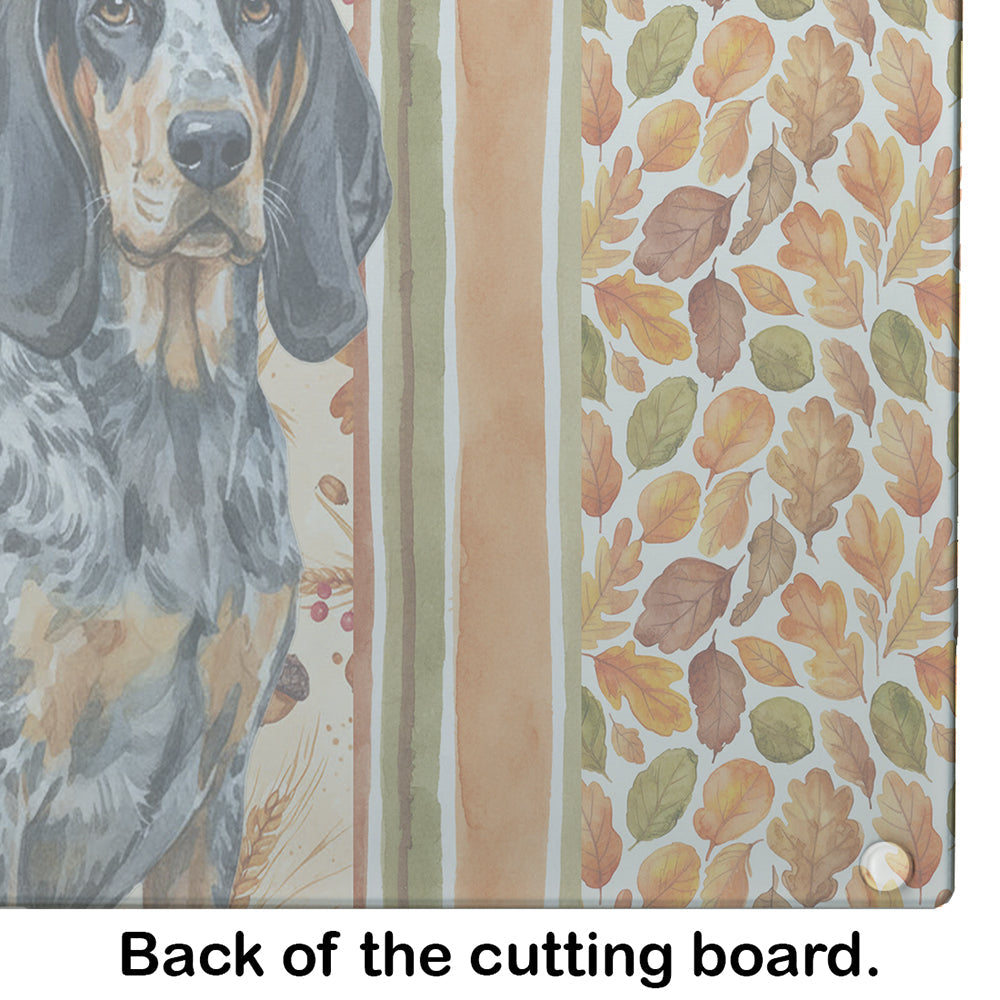 Bluetick Coonhound Heirloom Fall Cutting Board Tempered Glass Kitchen Cutting Surface, Heat Resistant Chopping, Non-Slip Feet, Food Prep & Serving