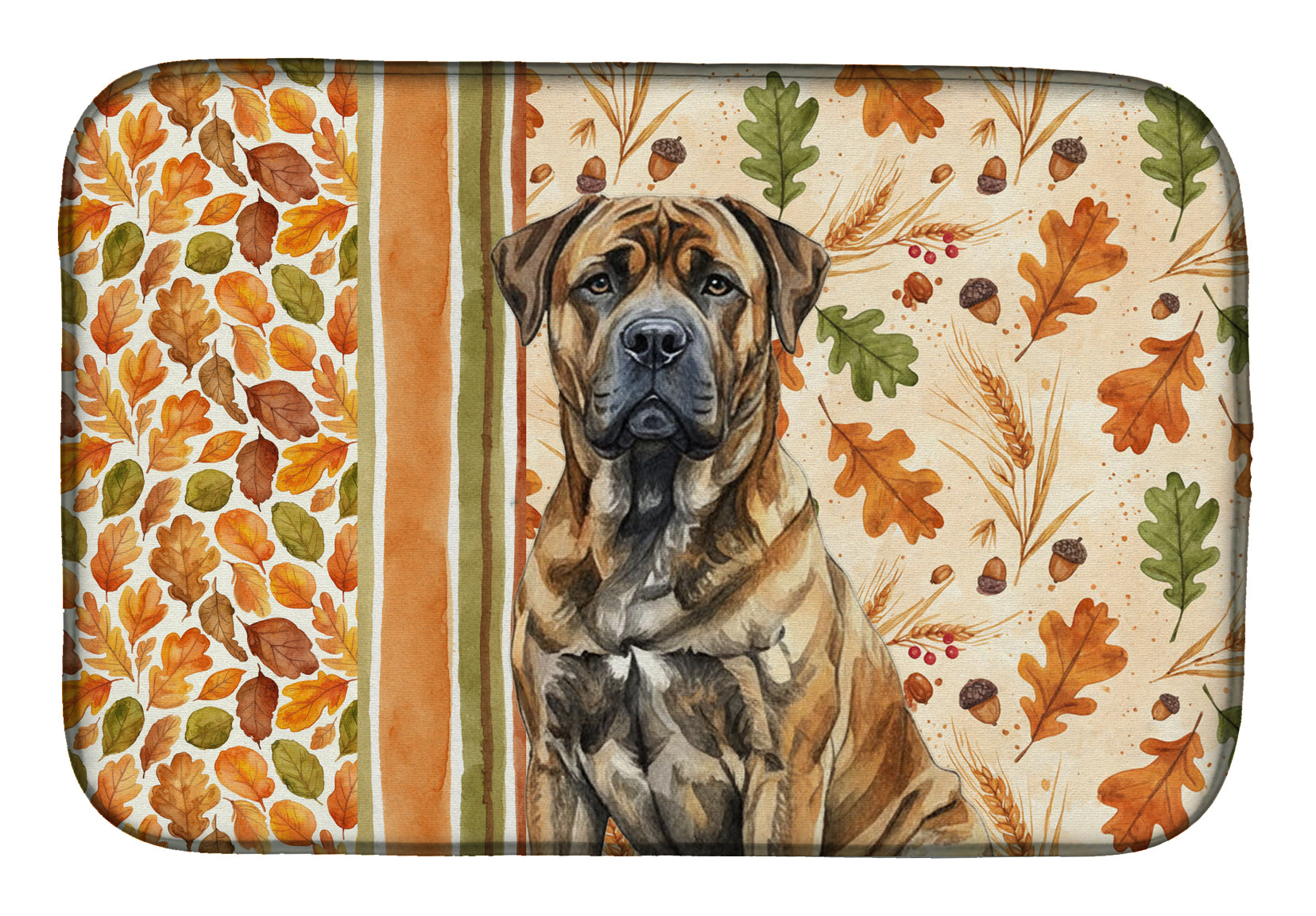 Brindle Boerboel Heirloom Fall Dish Drying Mat Absorbent Dish Drying Mat Pad for Kitchen Counter Dish Drainer Mat for Countertop, 14 x 21", Multicolor