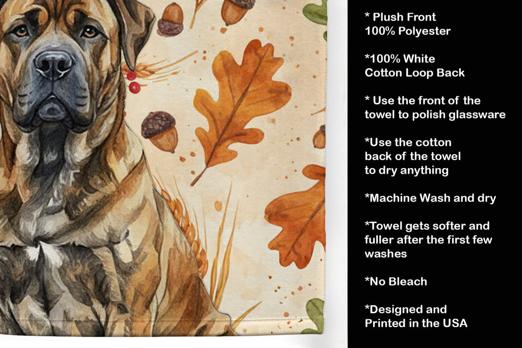Brindle Boerboel Heirloom Fall Kitchen Towel Velour Plush Front and Cotton Loop Back Machine Washable