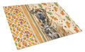 Brindle Boerboel Heirloom Fall Cutting Board Tempered Glass Kitchen Cutting Surface, Heat Resistant Chopping, Non-Slip Feet, Food Prep & Serving