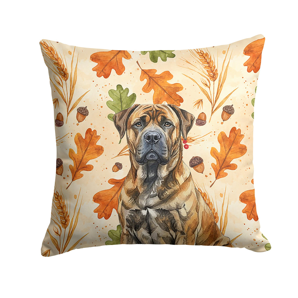 Brindle Boerboel Heirloom Fall Decorative Throw Pillow 18x18 Indoor Outdoor Accent Cushion, Fabric Cover with Insert for Sofa, Bed, Porch & Living Room