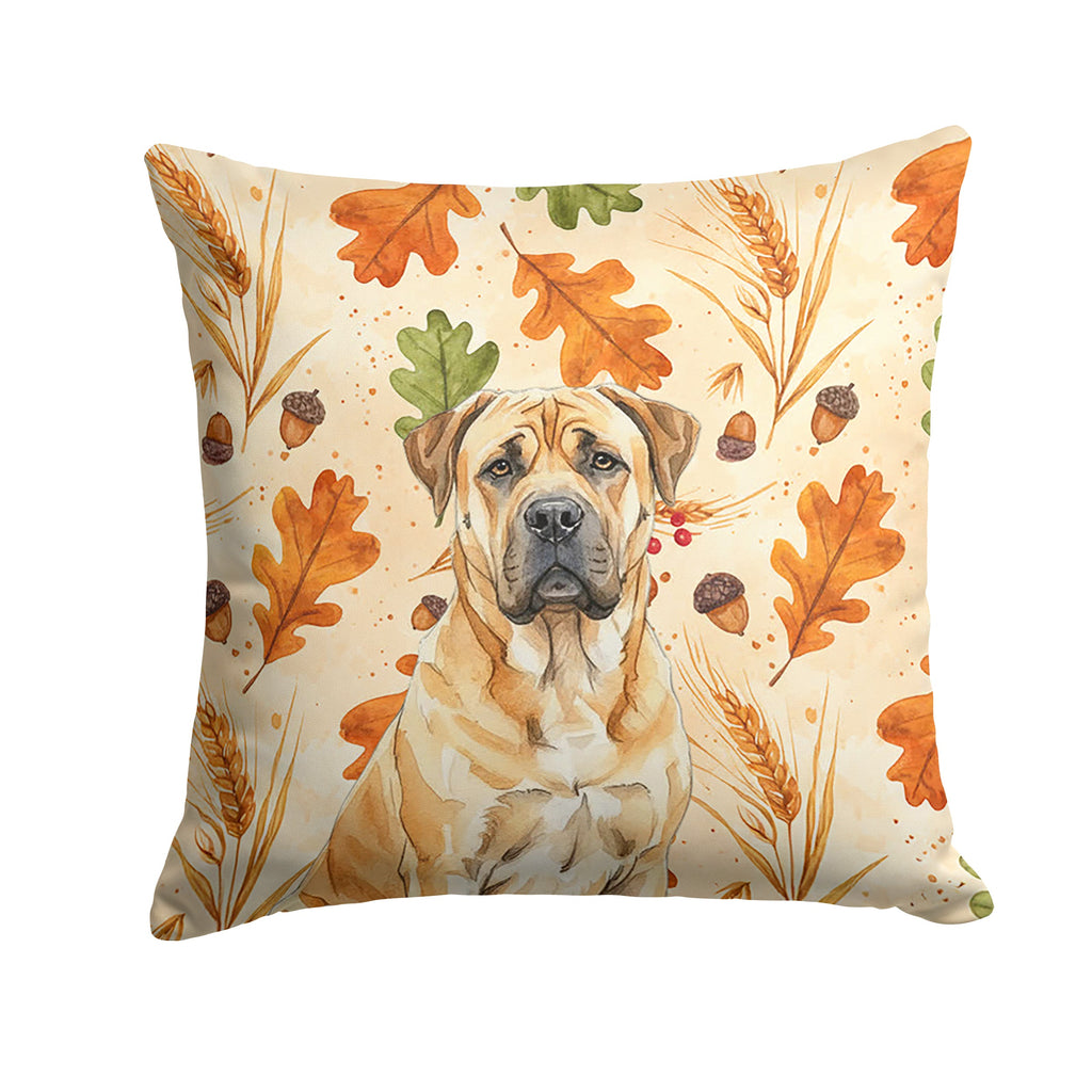 Fawn Boerboel Heirloom Fall Decorative Throw Pillow 18x18 Indoor Outdoor Accent Cushion, Fabric Cover with Insert for Sofa, Bed, Porch & Living Room