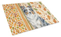 Border Collie Heirloom Fall Cutting Board Tempered Glass Kitchen Cutting Surface, Heat Resistant Chopping, Non-Slip Feet, Food Prep & Serving