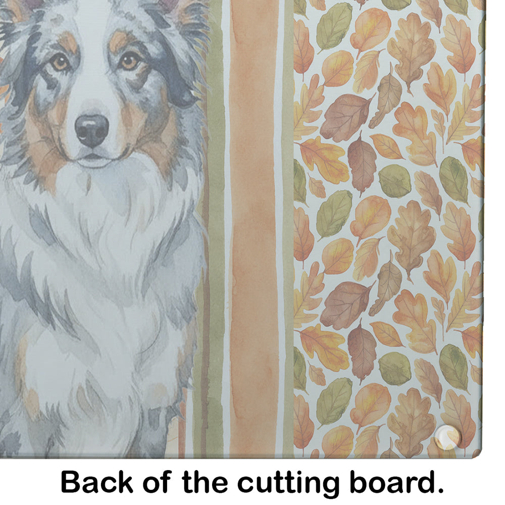 Border Collie Heirloom Fall Cutting Board Tempered Glass Kitchen Cutting Surface, Heat Resistant Chopping, Non-Slip Feet, Food Prep & Serving