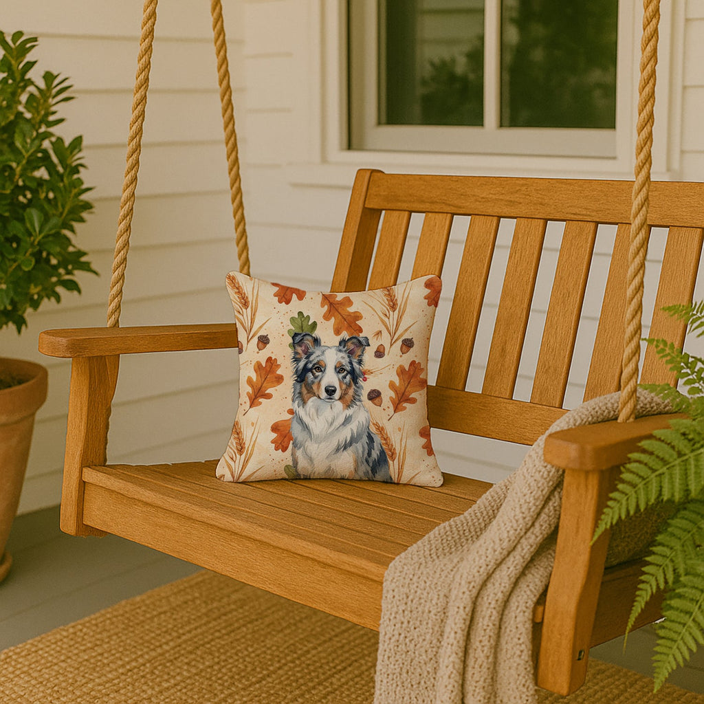 Border Collie Heirloom Fall Decorative Throw Pillow 14x14 Indoor Outdoor Accent Cushion, Fabric Cover with Insert for Sofa, Bed, Porch & Living Room