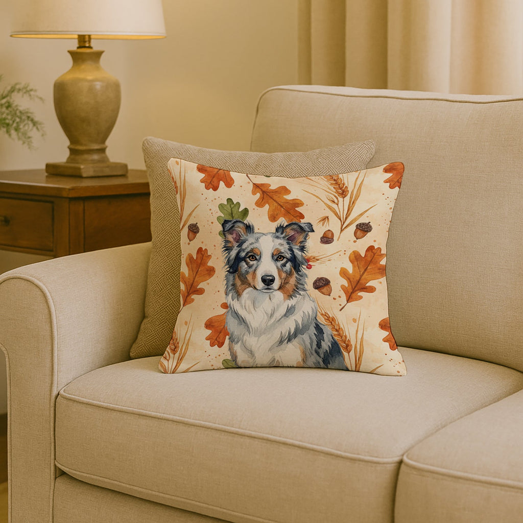 Border Collie Heirloom Fall Decorative Throw Pillow 18x18 Indoor Outdoor Accent Cushion, Fabric Cover with Insert for Sofa, Bed, Porch & Living Room