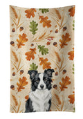 Blue Merle Border Collie Heirloom Fall Kitchen Towel Velour Plush Front and Cotton Loop Back Machine Washable