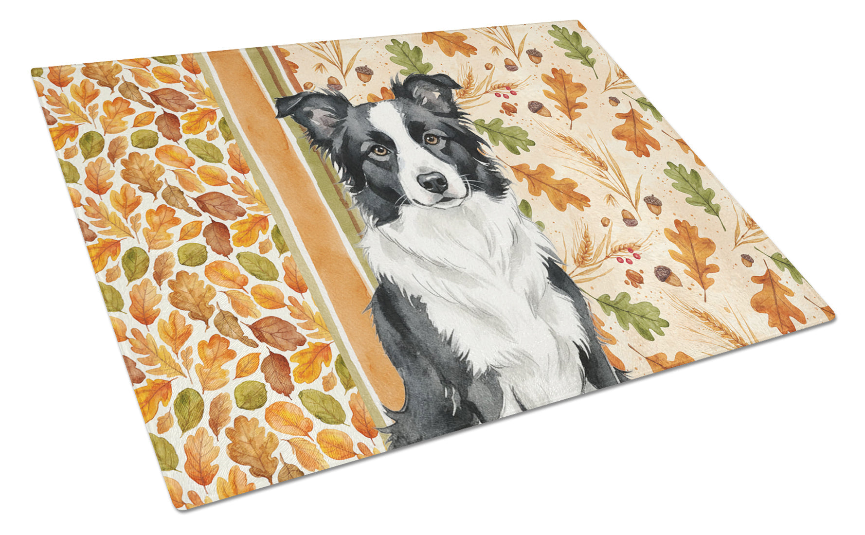 Blue Merle Border Collie Heirloom Fall Cutting Board Tempered Glass Kitchen Cutting Surface, Heat Resistant Chopping, Non-Slip Feet, Food Prep & Serving