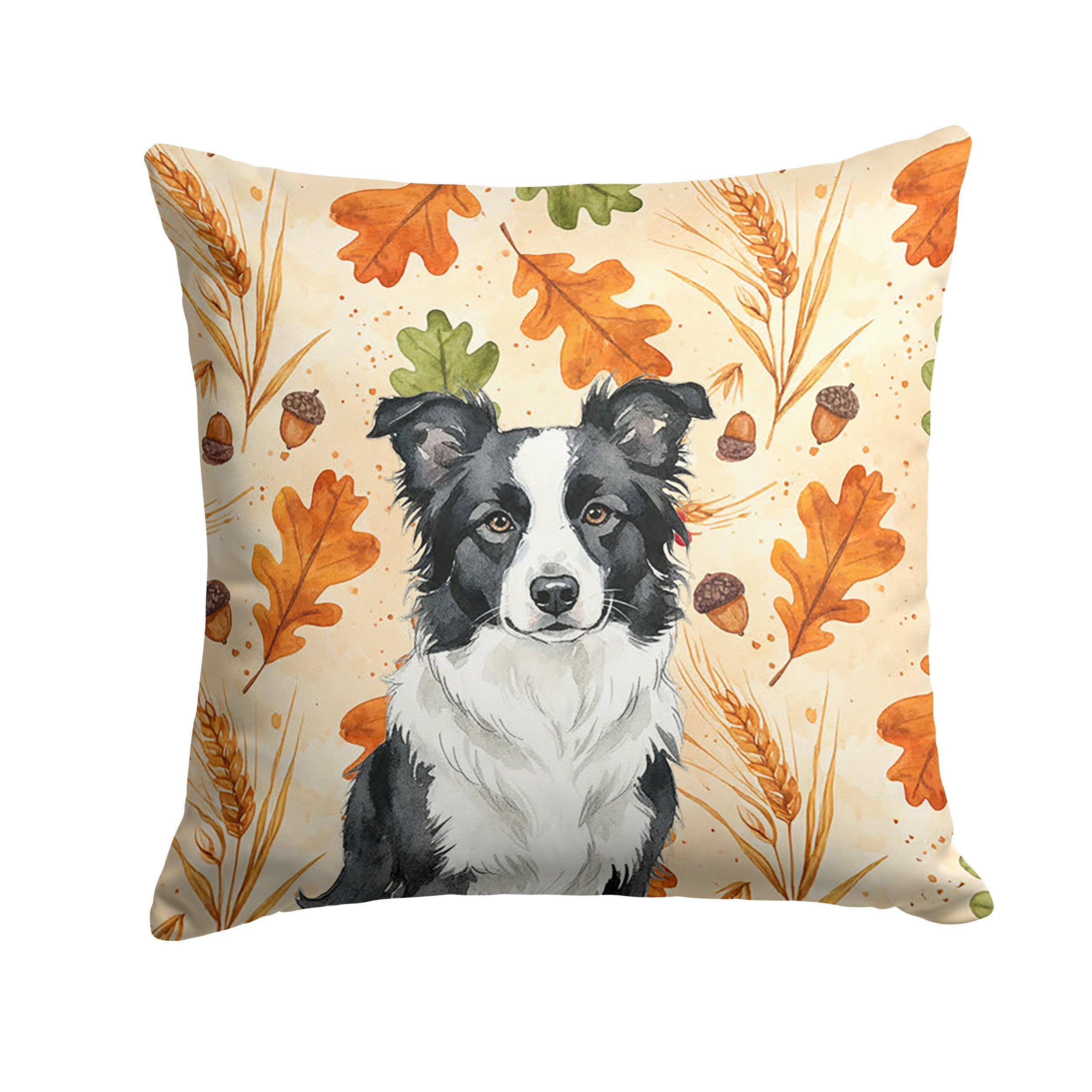 Blue Merle Border Collie Heirloom Fall Decorative Throw Pillow 14x14 Indoor Outdoor Accent Cushion, Fabric Cover with Insert for Sofa, Bed, Porch & Living Room