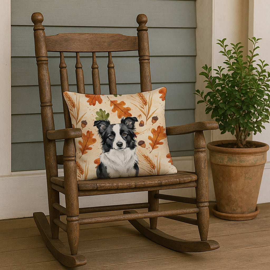 Blue Merle Border Collie Heirloom Fall Decorative Throw Pillow 18x18 Indoor Outdoor Accent Cushion, Fabric Cover with Insert for Sofa, Bed, Porch & Living Room