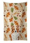 Red and White Border Collie Heirloom Fall Kitchen Towel Velour Plush Front and Cotton Loop Back Machine Washable