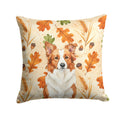 Red and White Border Collie Heirloom Fall Decorative Throw Pillow 14x14 Indoor Outdoor Accent Cushion, Fabric Cover with Insert for Sofa, Bed, Porch & Living Room