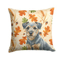 Blue and Tan Border Terrier Heirloom Fall Decorative Throw Pillow 14x14 Indoor Outdoor Accent Cushion, Fabric Cover with Insert for Sofa, Bed, Porch & Living Room