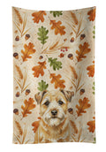 Wheaten Border Terrier Heirloom Fall Kitchen Towel Velour Plush Front and Cotton Loop Back Machine Washable