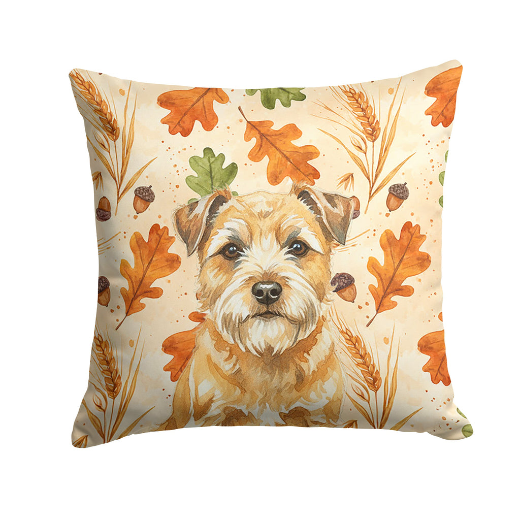 Wheaten Border Terrier Heirloom Fall Decorative Throw Pillow 14x14 Indoor Outdoor Accent Cushion, Fabric Cover with Insert for Sofa, Bed, Porch & Living Room