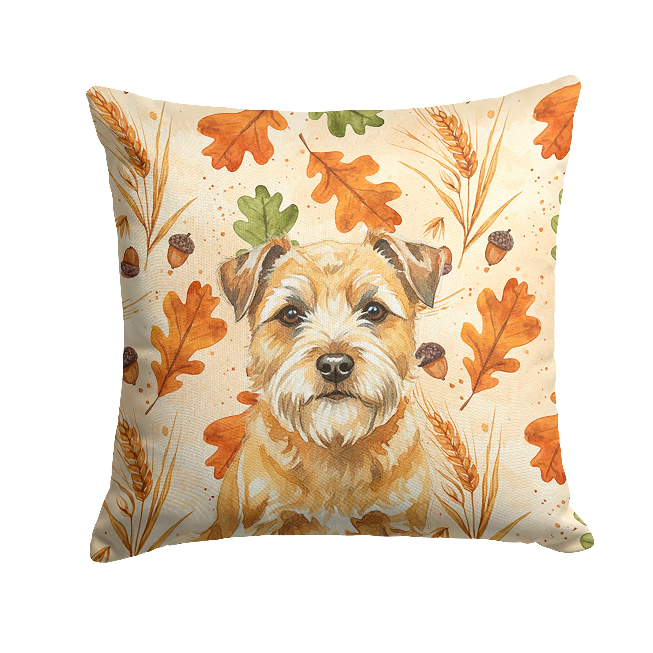 Wheaten Border Terrier Heirloom Fall Decorative Throw Pillow 18x18 Indoor Outdoor Accent Cushion, Fabric Cover with Insert for Sofa, Bed, Porch & Living Room