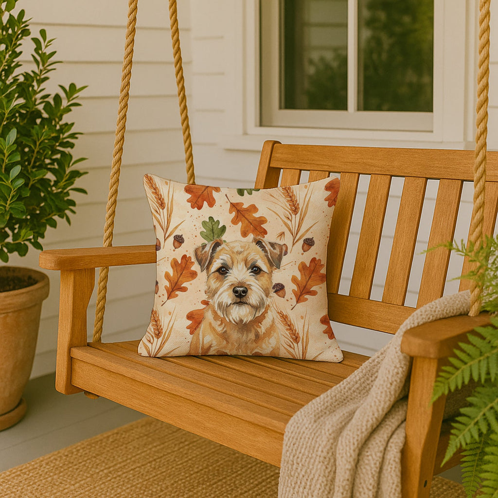 Wheaten Border Terrier Heirloom Fall Decorative Throw Pillow 18x18 Indoor Outdoor Accent Cushion, Fabric Cover with Insert for Sofa, Bed, Porch & Living Room