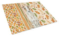 Borzoi Heirloom Fall Cutting Board Tempered Glass Kitchen Cutting Surface, Heat Resistant Chopping, Non-Slip Feet, Food Prep & Serving
