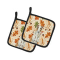 Borzoi Heirloom Fall Pot Holder Set of 2 Heat Resistant Quilted Hot Pads 7.5 x 7.5 Inch, Insulated Kitchen Trivets for Cooking & Baking