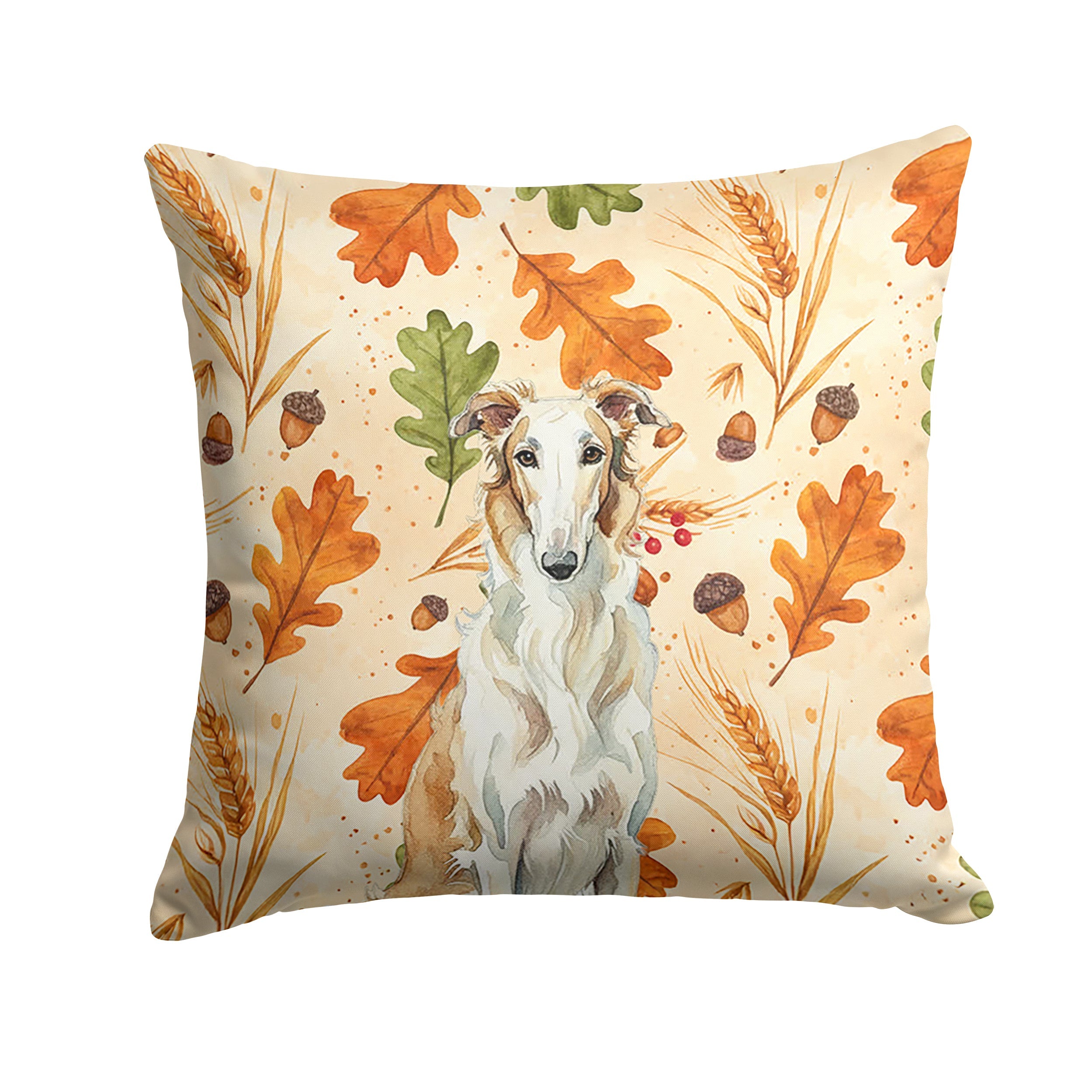 Borzoi Heirloom Fall Decorative Throw Pillow 14x14 Indoor Outdoor Accent Cushion, Fabric Cover with Insert for Sofa, Bed, Porch & Living Room