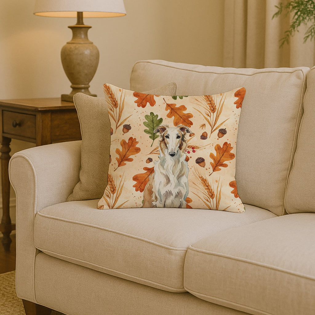 Borzoi Heirloom Fall Decorative Throw Pillow 14x14 Indoor Outdoor Accent Cushion, Fabric Cover with Insert for Sofa, Bed, Porch & Living Room