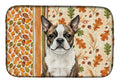 Brindle Boston Terrier Heirloom Fall Dish Drying Mat Absorbent Dish Drying Mat Pad for Kitchen Counter Dish Drainer Mat for Countertop, 14 x 21", Multicolor