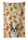 Brindle Boston Terrier Heirloom Fall Kitchen Towel Velour Plush Front and Cotton Loop Back Machine Washable
