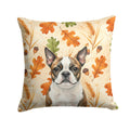 Brindle Boston Terrier Heirloom Fall Decorative Throw Pillow 14x14 Indoor Outdoor Accent Cushion, Fabric Cover with Insert for Sofa, Bed, Porch & Living Room