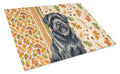 Bouvier des Flandres Heirloom Fall Cutting Board Tempered Glass Kitchen Cutting Surface, Heat Resistant Chopping, Non-Slip Feet, Food Prep & Serving