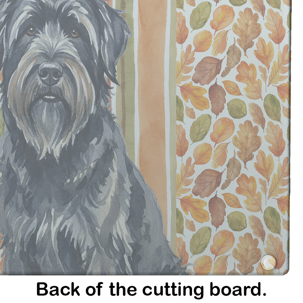 Bouvier des Flandres Heirloom Fall Cutting Board Tempered Glass Kitchen Cutting Surface, Heat Resistant Chopping, Non-Slip Feet, Food Prep & Serving