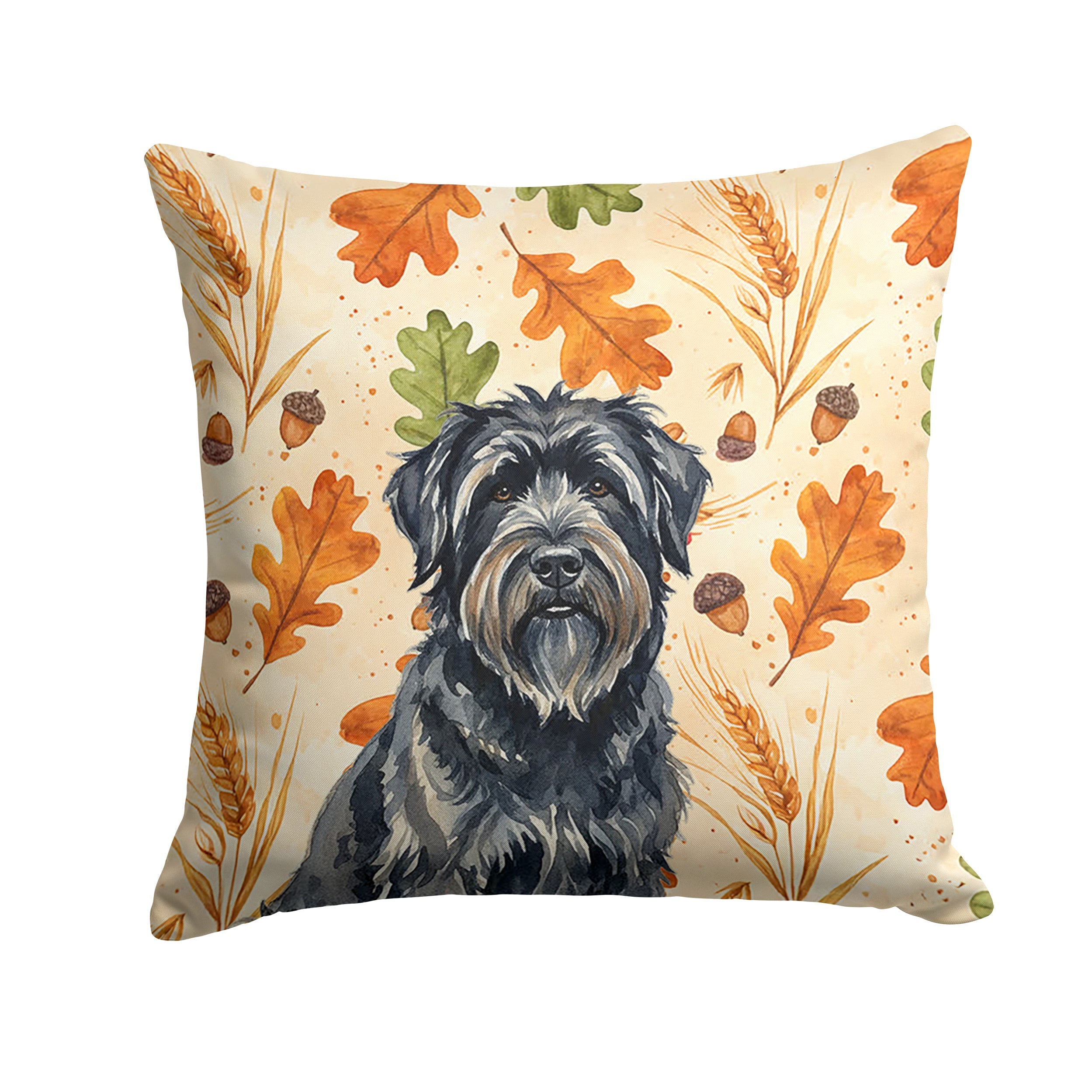 Bouvier des Flandres Heirloom Fall Decorative Throw Pillow 18x18 Indoor Outdoor Accent Cushion, Fabric Cover with Insert for Sofa, Bed, Porch & Living Room