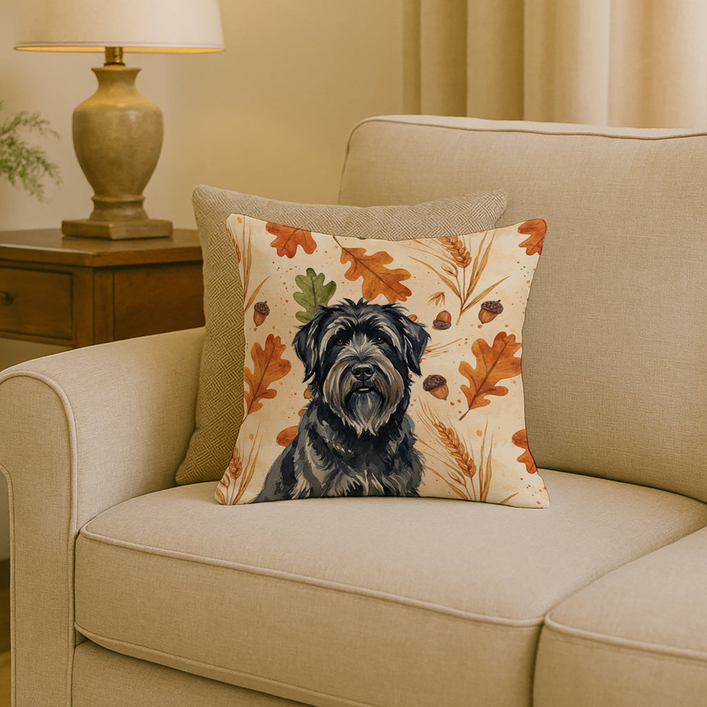 Bouvier des Flandres Heirloom Fall Decorative Throw Pillow 18x18 Indoor Outdoor Accent Cushion, Fabric Cover with Insert for Sofa, Bed, Porch & Living Room