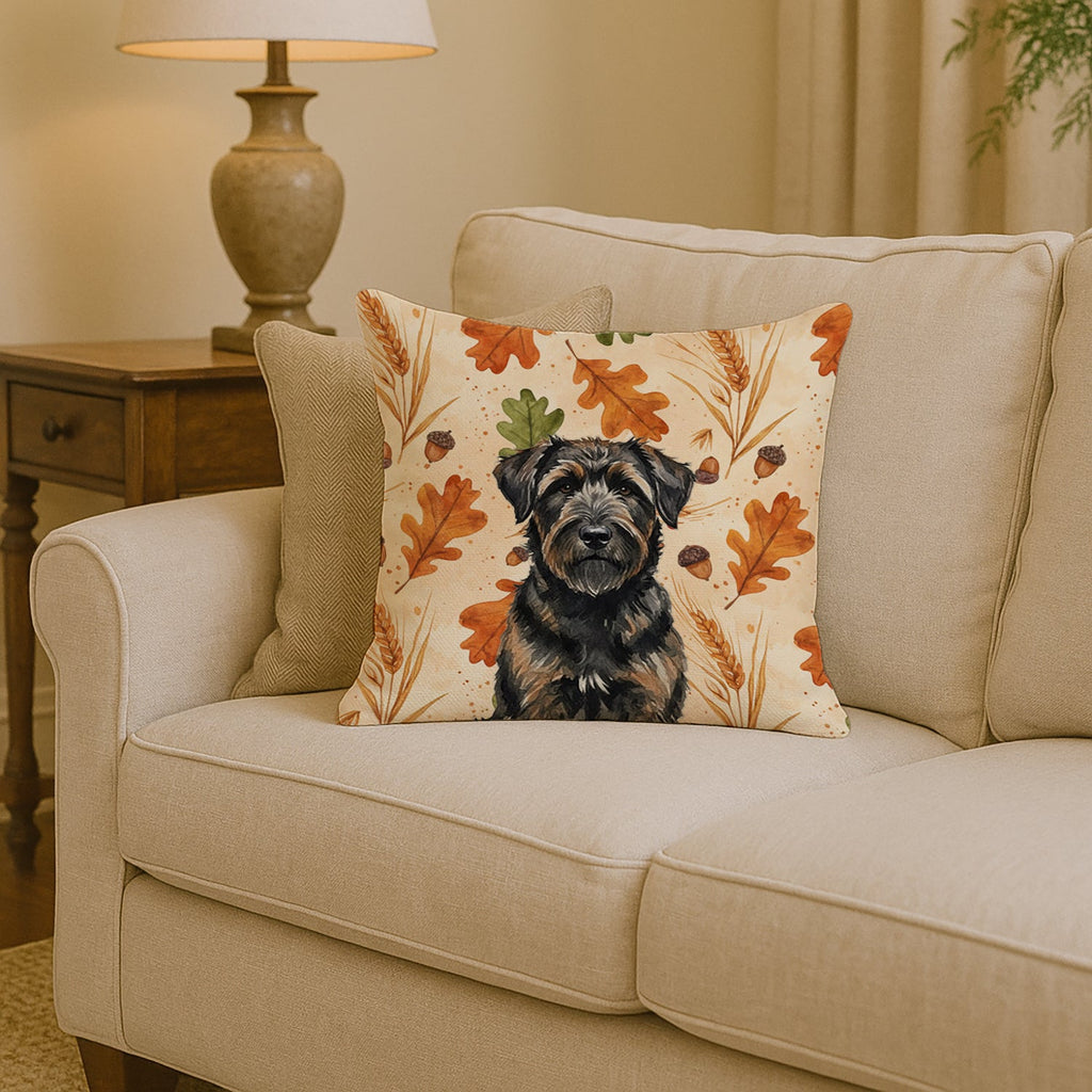 Brindle Bouvier des Flandres Heirloom Fall Decorative Throw Pillow 14x14 Indoor Outdoor Accent Cushion, Fabric Cover with Insert for Sofa, Bed, Porch & Living Room