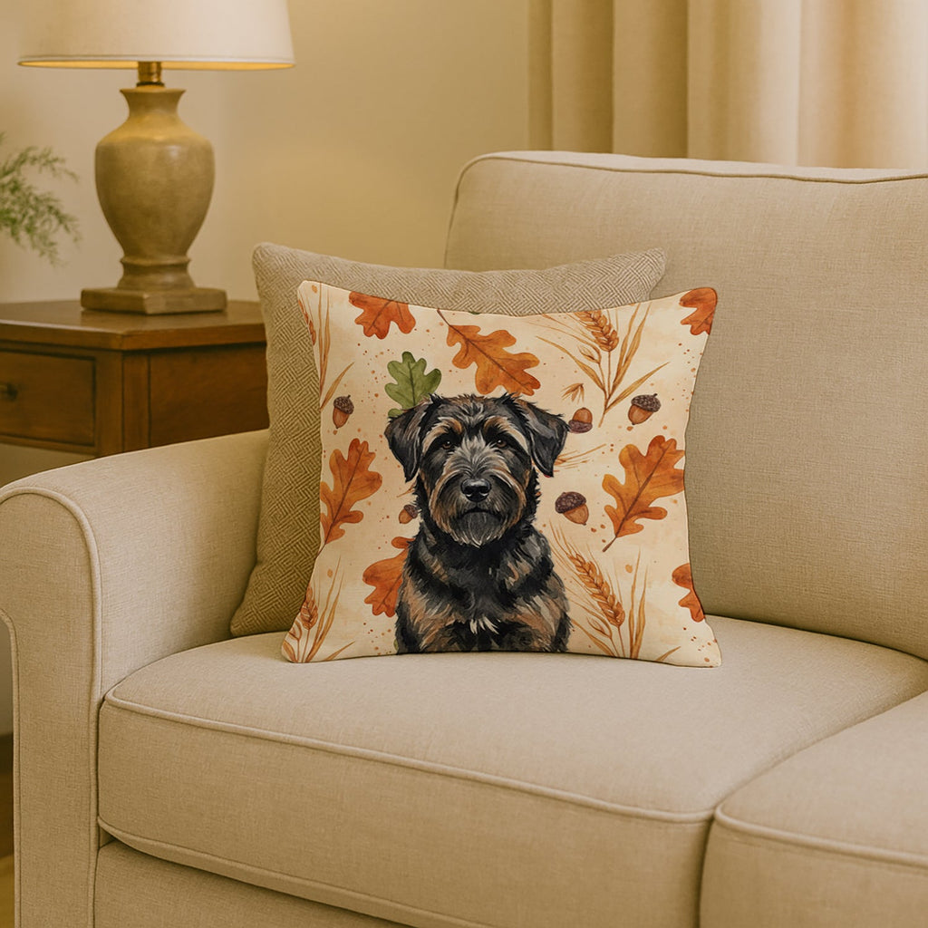 Brindle Bouvier des Flandres Heirloom Fall Decorative Throw Pillow 18x18 Indoor Outdoor Accent Cushion, Fabric Cover with Insert for Sofa, Bed, Porch & Living Room