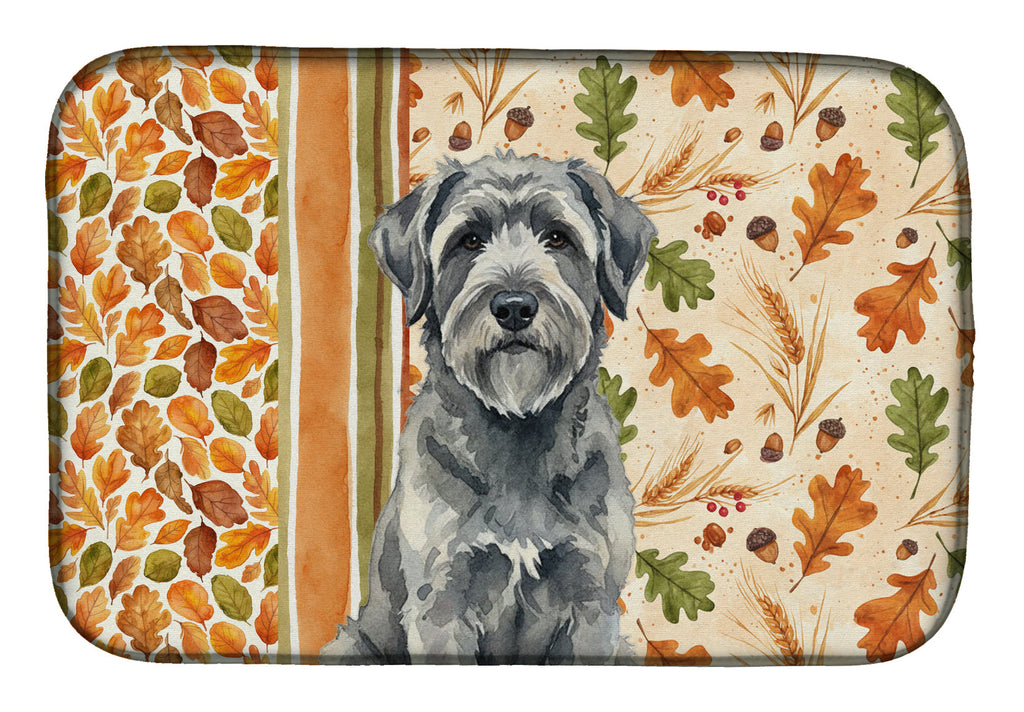 Gray Bouvier des Flandres Heirloom Fall Dish Drying Mat Absorbent Dish Drying Mat Pad for Kitchen Counter Dish Drainer Mat for Countertop, 14 x 21", Multicolor