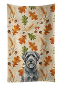 Gray Bouvier des Flandres Heirloom Fall Kitchen Towel Velour Plush Front and Cotton Loop Back Machine Washable