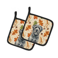 Gray Bouvier des Flandres Heirloom Fall Pot Holder Set of 2 Heat Resistant Quilted Hot Pads 7.5 x 7.5 Inch, Insulated Kitchen Trivets for Cooking & Baking