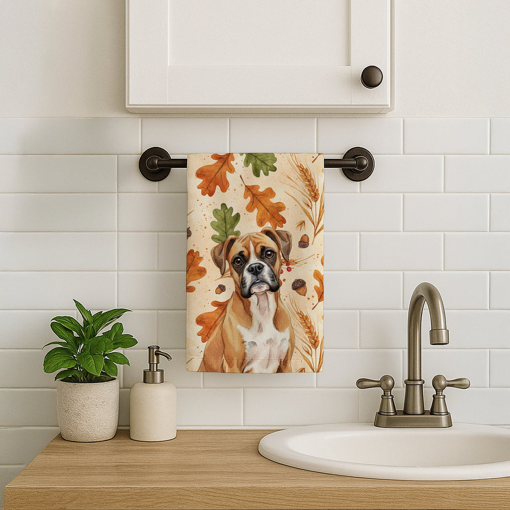 Boxer Heirloom Fall Kitchen Towel Velour Plush Front and Cotton Loop Back Machine Washable