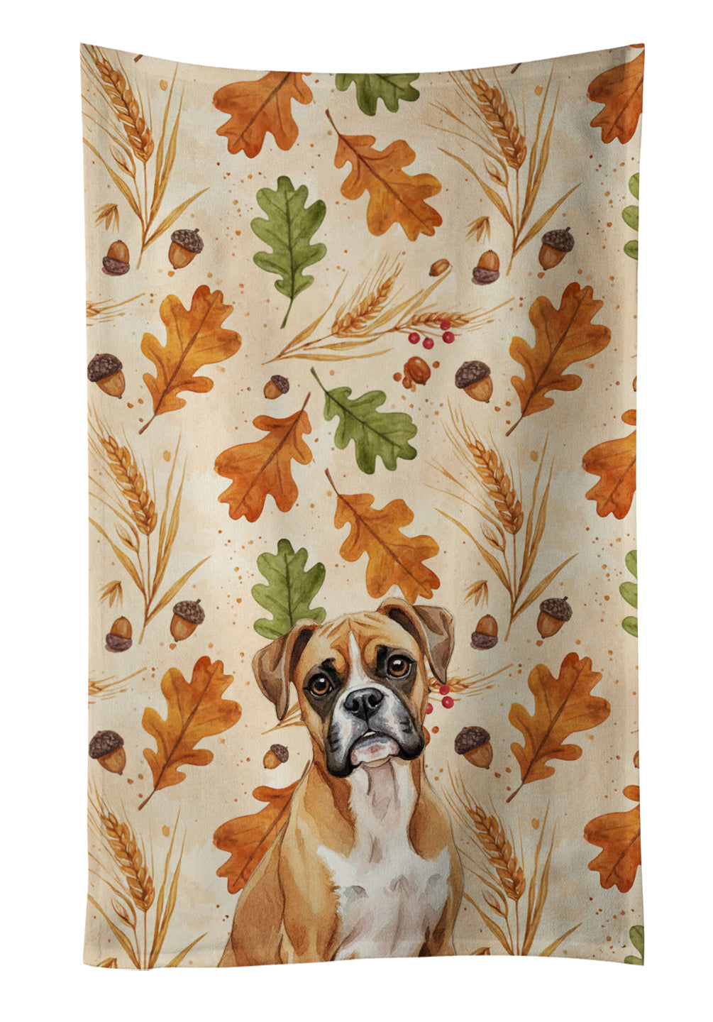Boxer Heirloom Fall Kitchen Towel Velour Plush Front and Cotton Loop Back Machine Washable
