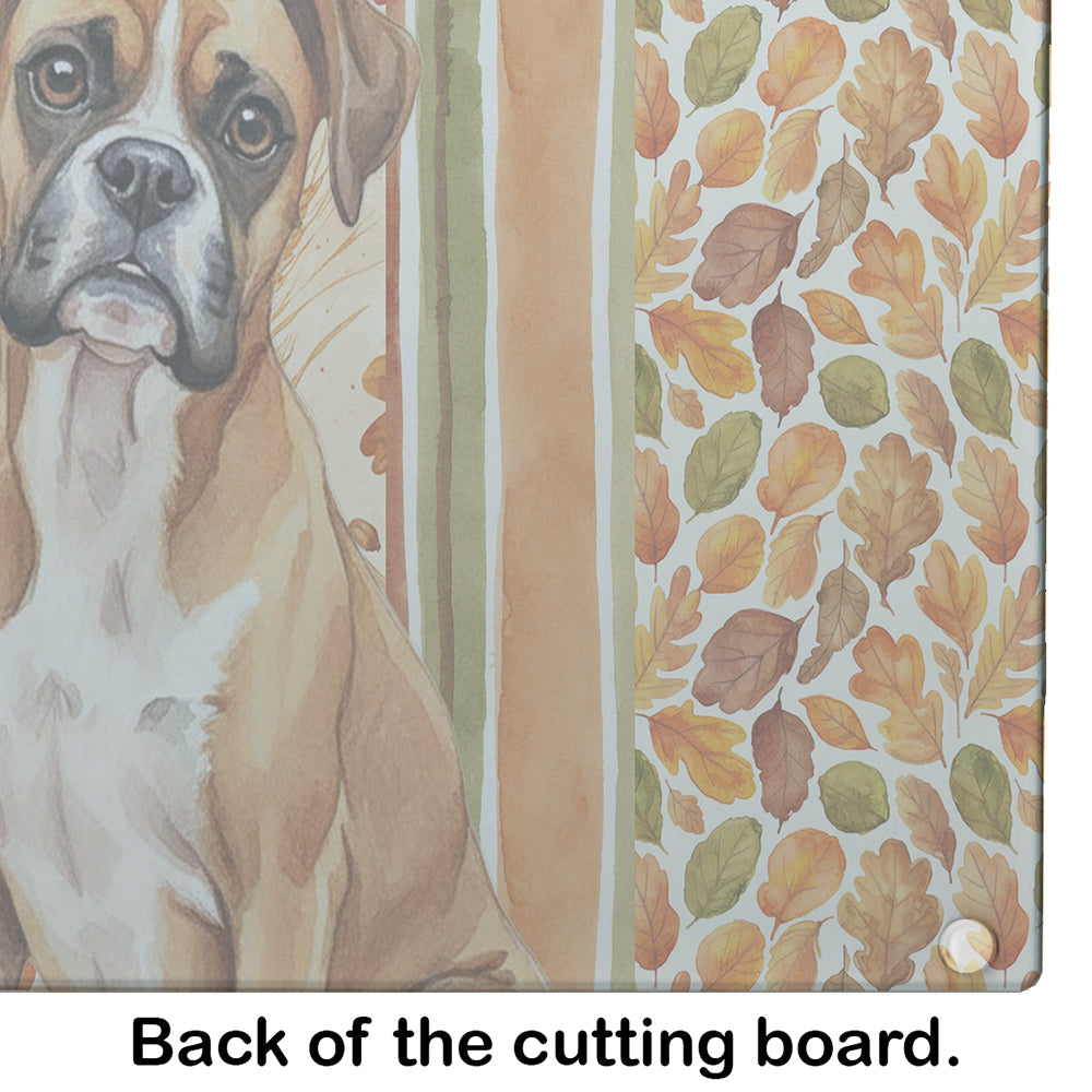 Boxer Heirloom Fall Cutting Board Tempered Glass Kitchen Cutting Surface, Heat Resistant Chopping, Non-Slip Feet, Food Prep & Serving