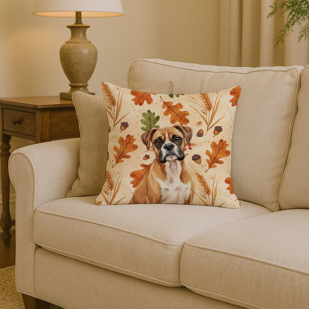 Boxer Heirloom Fall Decorative Throw Pillow 14x14 Indoor Outdoor Accent Cushion, Fabric Cover with Insert for Sofa, Bed, Porch & Living Room