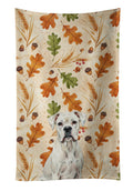 White Boxer Heirloom Fall Kitchen Towel Velour Plush Front and Cotton Loop Back Machine Washable