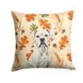 White Boxer Heirloom Fall Decorative Throw Pillow 14x14 Indoor Outdoor Accent Cushion, Fabric Cover with Insert for Sofa, Bed, Porch & Living Room