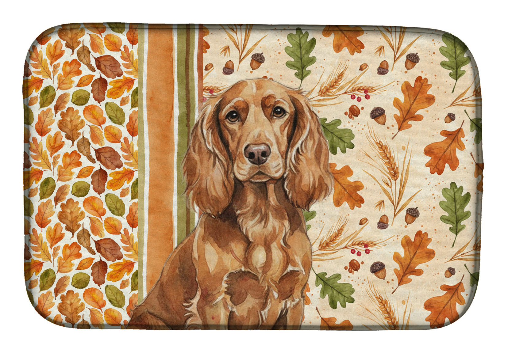 Boykin Spaniel Heirloom Fall Dish Drying Mat Absorbent Dish Drying Mat Pad for Kitchen Counter Dish Drainer Mat for Countertop, 14 x 21", Multicolor