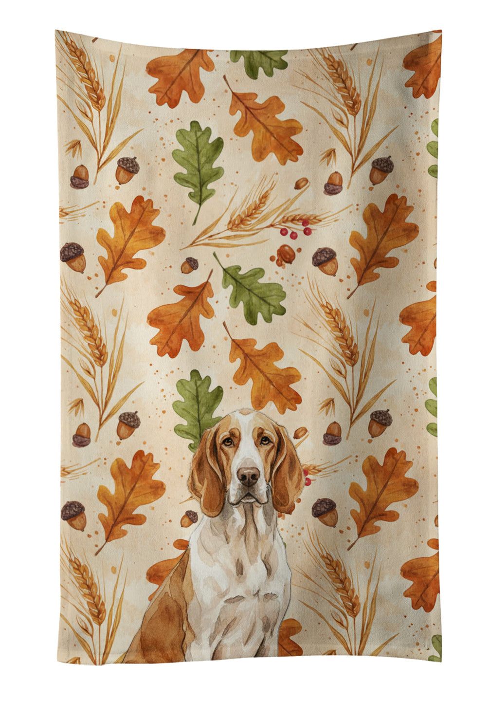 Bracco Italiano Heirloom Fall Kitchen Towel Velour Plush Front and Cotton Loop Back Machine Washable